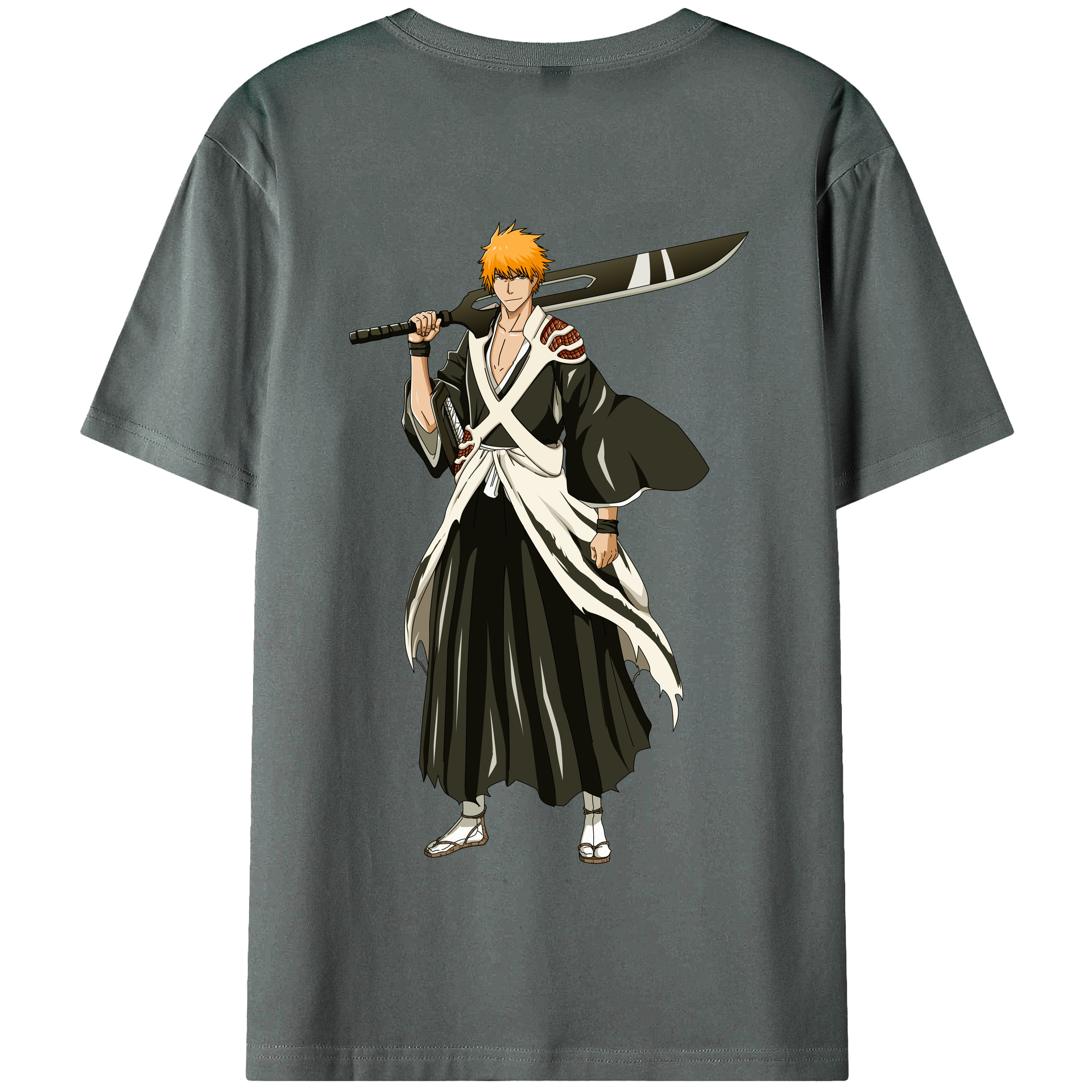 （画像用） ブリーチ 黒崎一護（くろさき いちご）BLEACH Kurosaki Ichigo 綿100％半袖Tシャツ（背面プリント）